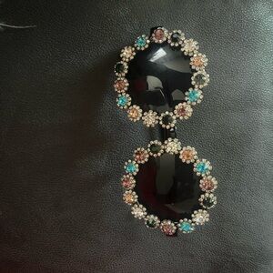 Black and Multicolor Embellished Sunglasses